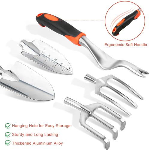 Garden Tools Set, 3 Pack Heavy Duty Gardening Tools Set + Garden Tools Set, 8 Piece Gardening Tools Set with Non Slip Ergonomic Handle