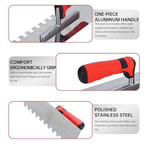 Square Notched Tile Trowel Set, with Rubber Grout Float and Grout Sponge Trowel and Float Set