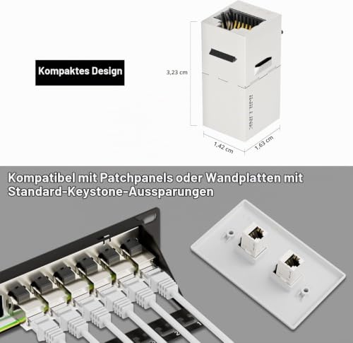iwillink 10Gbps Cat7 Coupler RJ45 Shielded Keystone Female 25pcs | Ethernet Coupler Female to Female STP Keystone Insert Inline Coupler 25