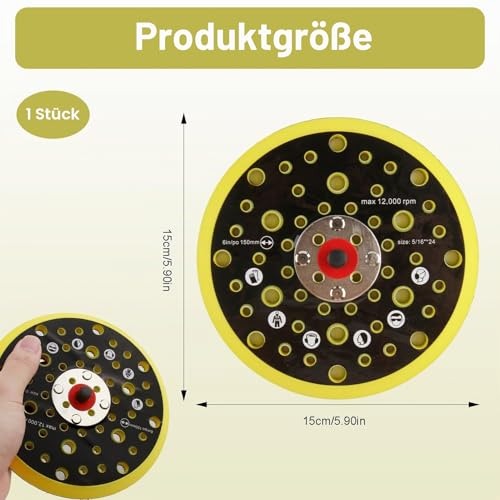 Sanding Disc for M-irKa Sanding Disc 150 mm Sanding Disc 52 Hole | Sanding disc for M-irKas 150 mm plate for M-irKa Ceros Deros with 5/16 inch thread for polishing grinding