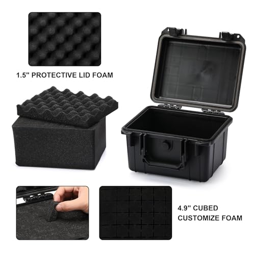 Mayouko Portable Tool Box with Shock- Proof Sponge, Water Proof Grade IP67, Waterproof Hard Case with Foam Insert, Handheld Gimbal Explosion-Proof Box, Waterproof Hard Case, 10.6 x 9.7 x 6.9 inch 10.4"Lx 9.4"Wx 6.9"H