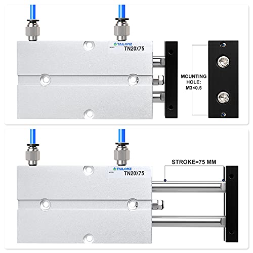 TAILONZ TN20-75 Double-Rod Air Cylinder 20mm Bore 75mm Stroke