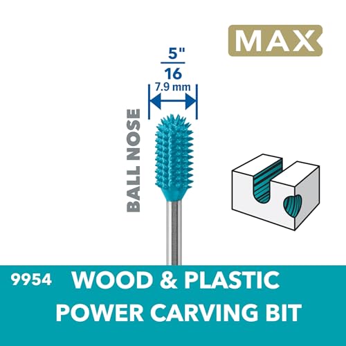 Dremel MAX Power Wood Carving Bit 7,9mm (9954DM) Ball-Nosed Shaped NoseShapedTip