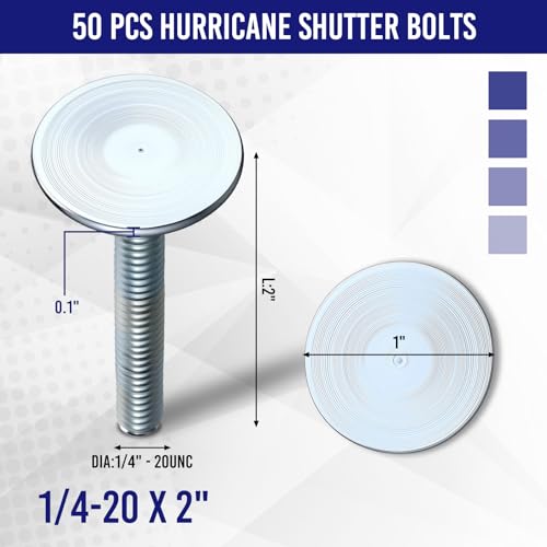 50 Pcs 1/4-20"x2" Elevator Bolts Flat Head Galvanized Steel Bolts, Silver 50
