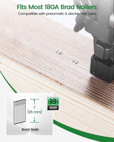 meite 18 Gauge Brad Nails 1-Inch Length F25, Galvanized Finish Ideal for Upholstery, Trims, Woodworking 5,000 PCS/Box (1 Box) 1 Inch 1 Box