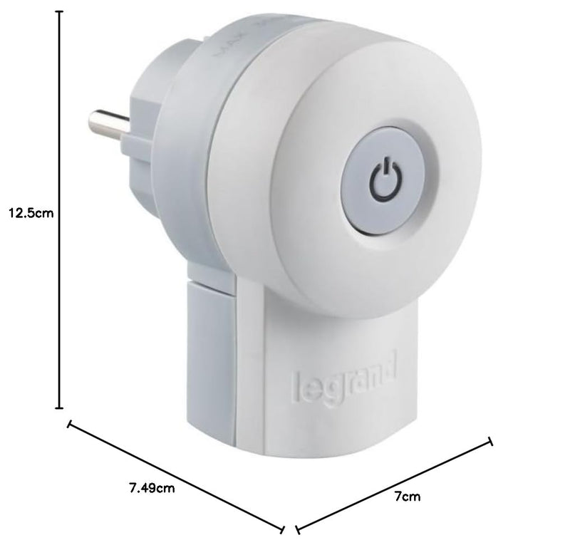 Legrand LEG50409 Double function plug 230 V ~ 16 A with switch 16 A white Schuko plug with LED switch
