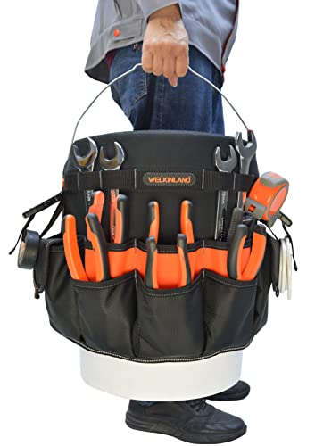WELKINLAND 5 Gallon Bucket Tool Organizer, 47-Pocket 15L Bucket Tool Bag