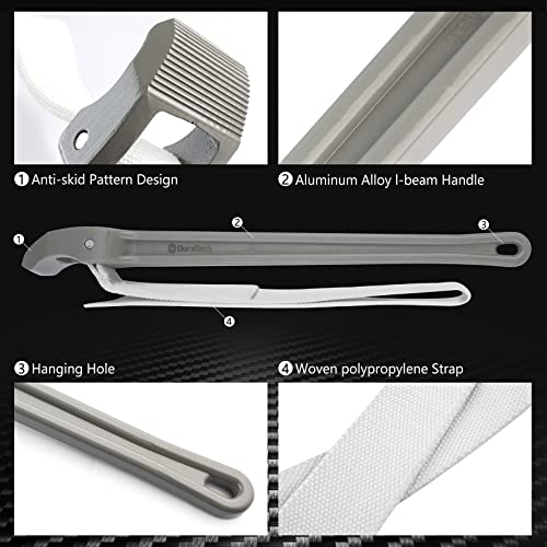 DURATECH Strap Wrench 18" Handle, Adjustable Nylon Strap Pipe Wrenches 18 Inch Grey