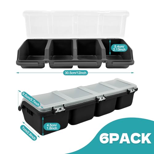 YEXEXINM 6Pcs Screw Organizers Storage Bins with Lids, Plastic Stackable Hardware Organizer Box for Garage Nails Craft Tool Organizing, Tool Cart Cabinet Workbench Drawers (Black) Black