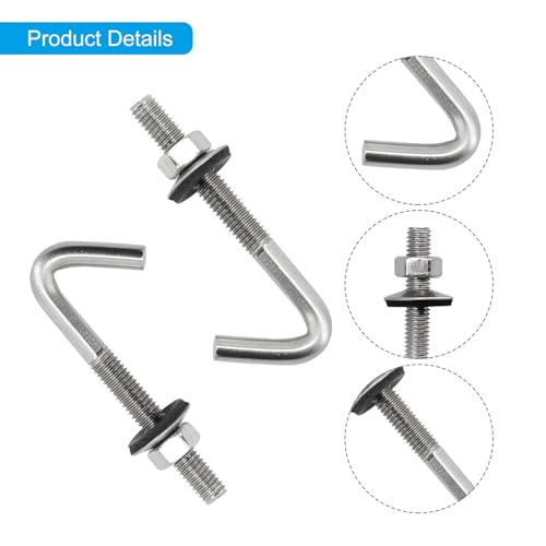 (10 Pieces) M6x120mm Roof Anchor Bolt Concrete Anchors Screws J Hook 304 Stainless Steel 7 Shape Wall Hook Long Shank Hooks With Hex Nut Washer