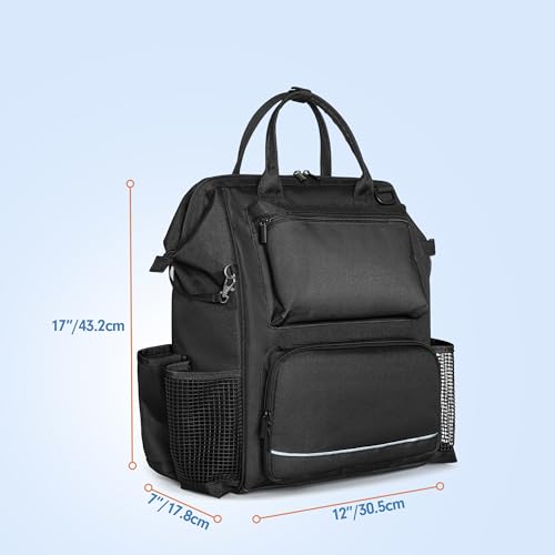 LoDrid Heavy Duty Cleaning Supplies Bag with Steel Frame Top, Black