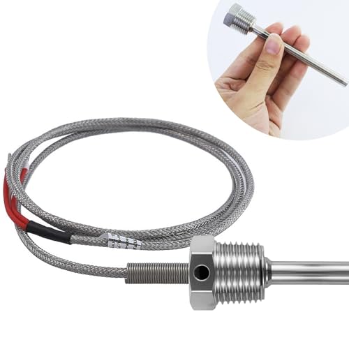 Set of 2 Immersion Sleeves, 8 x 100 mm Stainless Steel Immersion Sleeve, Locking Screw Immersion, G 1/2 Inch Thread for Immersion Protection Pipes, Thermocouples, Protective Tube Temperature Sensor