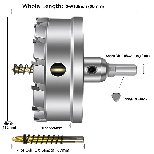 6'' Tungsten Carbide Tipped Hole Saw Drill Bit for Hard Metal Steel 152mm | 6''