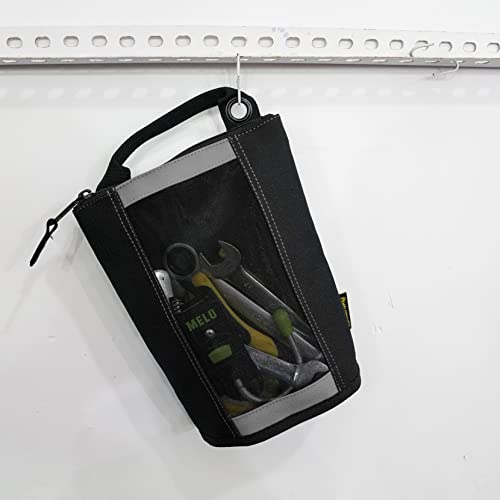 MELOTOUGH Fastener Bag Utility Canvas Zipper Tool Bag Heavy Duty Mesh Window, Hanging Grommets