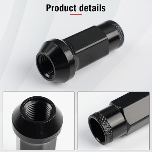 M12x1.5 Open End Lug Wheel Nut Set – 20 PCS Tapered Acorn Seat Wheel Nuts with Socket Key, Compatible with Toyota, Honda, Chevy, Ford, Hyundai, Lexus (Red M12 x P1.5) 12*1.5 Red
