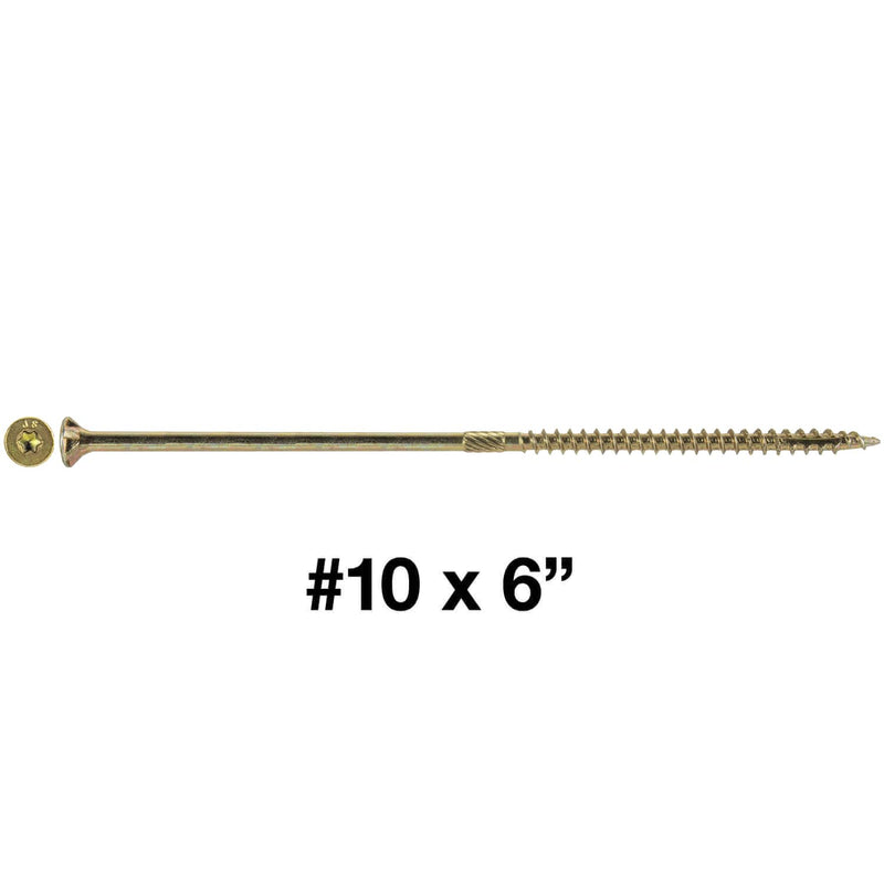 Jake Sales #10 X 6 Gold Star Wood Screw Torx/Star Drive Flat Head - Multipurpose Screws (1 Pound - 33 Approx. Count) #10 X 6" 1 POUND - 33 Approx. Screws