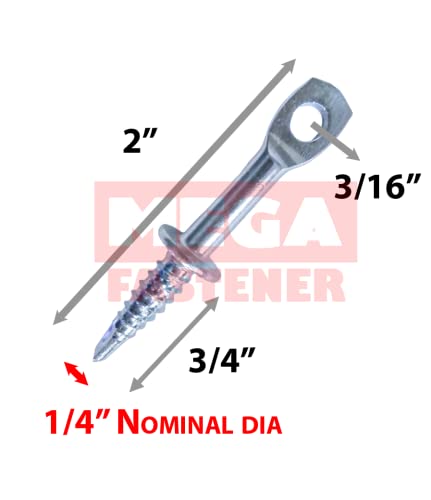 2" Eye Lag Self Tapping Drilling Point Dura-Screws Zinc (Qty 100) 2 inch