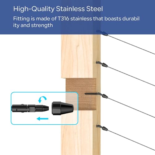 Black 1/8" Cable Railing Bundle: 1 Pair Adjustable Kit & 50 Washers