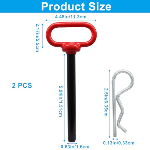 Zorfeter Trailer Hitch Pin and Clip, 5/8 x 6 Inch, 2 PCS