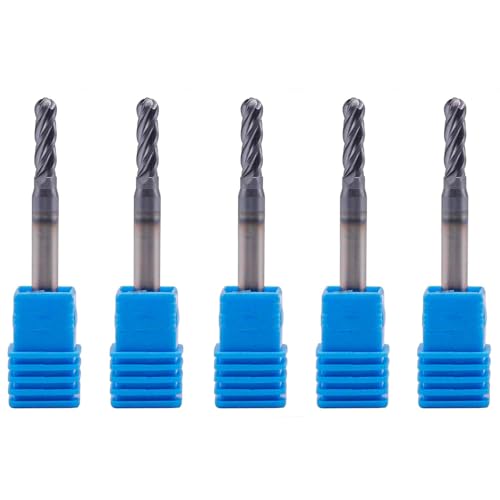 BestParts 5Pcs 5/32" 4 Flute Solid Carbide Ball Nose End Mill, AlTiN Coated 5/32 in