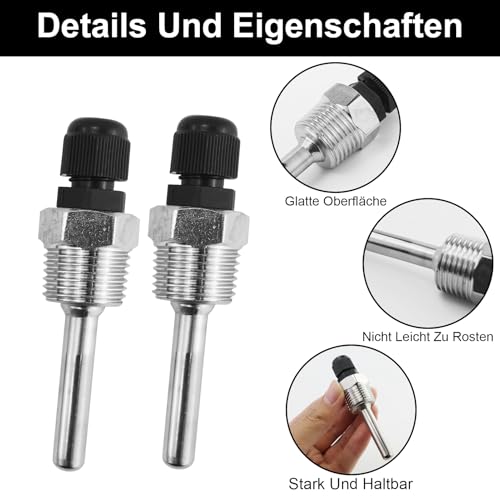 Set of 2 immersion sleeves, stainless steel immersion sleeve, immersion sleeve thread, diving protection tubes