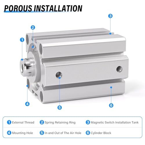 TAILONZ SDA40-25 Pneumatic Air Cylinder, 40mm Bore 25mm Stroke 40-25
