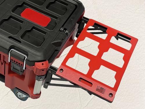 for Milwaukee Packout Compatible Foldable Side Mount Rack Heavy Duty Side Storage Organizer, Wall & Floor Installation, 100LB Capacity, Toolbox Accessory (2 red) 2