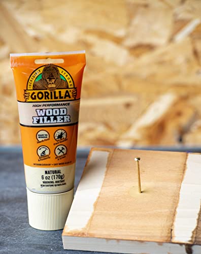 Bundle of Gorilla Ultimate Waterproof Wood Glue, 18 Ounce, Natural Wood Color, (Pack of 1) + Gorilla All Purpose Wood Filler, 6oz Tube, Natural (Pack of 1)