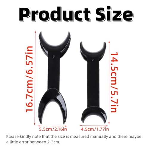 Dental Cheek Holder, Autoclavable Double Head Mouth Opener for Teeth Whitening, 2 Sizes T-shaped Transparent Lip Cheek Holder for Dentist, Oral Care, Party, Mouth Guard, Pronouncing Black