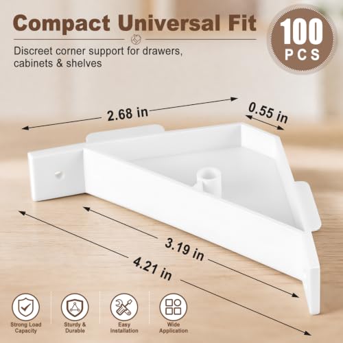 100 Pcs 90 Degree Corner Braces Plastic Triangle Bracket