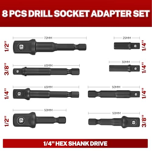 BILITOOLS 17-Piece Impact Socket Adapter Set with U-Joints & Reducers standard