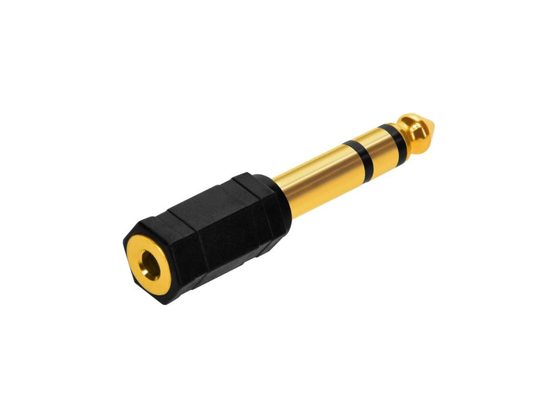 Monoprice 6.35mm (1/4 Inch) Male TRS Stereo Plug to 3.5mm (1/8 Inch) Female TRS Stereo Jack Adapter, Gold Plated, Black Jack Adaptor