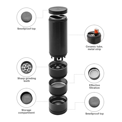 Portable Manual Kitchen Grinder with Storage Compartment Black
