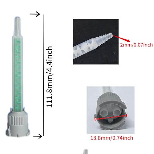 20 Pieces 4.4 Inch Epoxy Mixing Nozzle Tip for 1:1 Mixing Ratio 25ml/50ml Dual-Cartridge Epoxy Adhesive - 16 Elements Epoxy Resin Mixer Tube for Adhesives Dispenser Gun