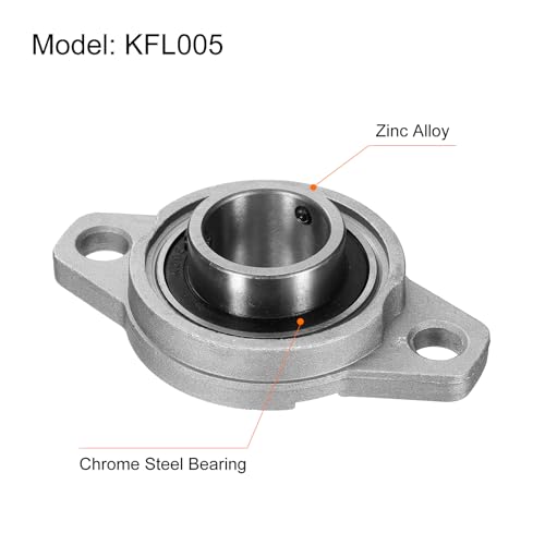 sourcing map 4pcs KFL005 Pillow Block Bearings 25mm Bore Bearing Units Zinc Alloy Flange Mounted Bearing Housing, P6(ABEC3)