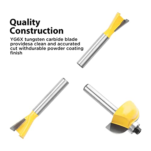 24X Router Bits Set 1/4Inch Shank Made of Carbon Steel C3Alloy Blade