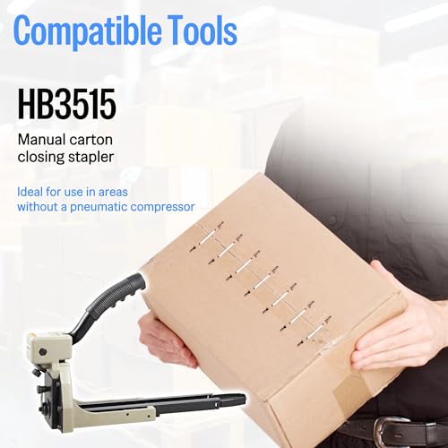 meite Carton Closing Staples 16 Gauge 1-3/8" Wide Crown 5/8" & 3/4" Leg Copper-Coated Carton Staples for Pneumatic or Manual Box Stapler Gun - Cardboard Closer Packaging