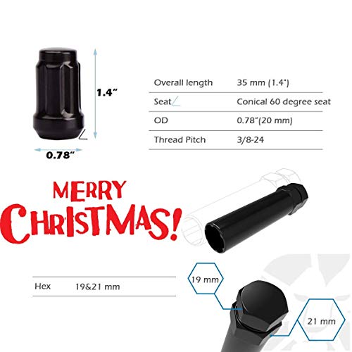 dynofit 16pc+2keys ATV 3/8"-24 Lug Nuts for Aftermarket Wheels/Rim(Bundle)