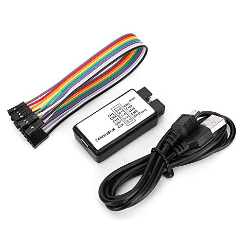 USB Logic Analyzer, USB Logic Analyzer Device Set Mini Digital Pocket Size 8-Channel Input Memory 24MHz