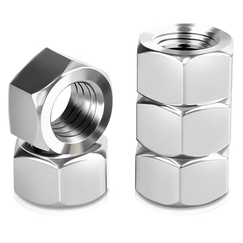 Mywish (10 Sets) 1/4-20x3 Hex Head Stainless Steel Bolts and Nuts & 1/4-20 Hex Nuts, 50Pcs Hardware Nuts, 304 Stainless Steel 18-8 Bright Finish Hex Nuts 1/4 20 Inch, SAE Hex Drive Machine Screw Nuts