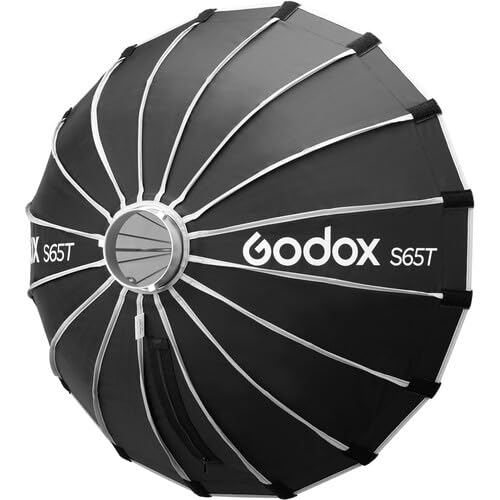 Godox Softbox Godox S65T 65cm/25.6in Quick Release Umbrella Softbox, Bowens Mount with Removable Front and Inner Diffusers for Photography, Live Streaming and Travel