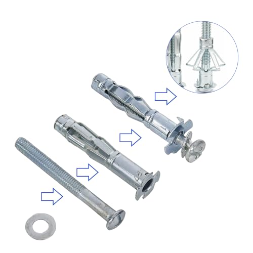 30 pcs Molly Bolts, Metal Drywall Anchors, Heavy Duty Zinc Plated Steel Molly Bolt (M8-52) M8-52