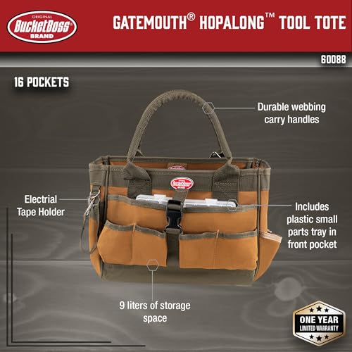 Bucket Boss - Gatemouth Hopalong Tool Tote, Tool Bags - Original Series (60088), 9 liters
