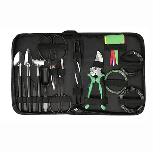 24 Piece Bonsai Tree Kit, Bonsai Trimming Tool Set, Bonsai Starter Kit, Carbon Steel Scissors Cutter Shears, Stainless Steel Rake Shovel, Gardening Pruning Tools, Gloves
