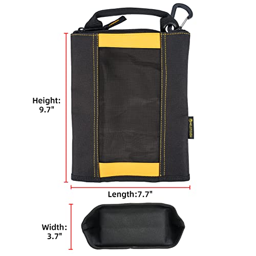 MELOTOUGH Fastener Bag Small Zip Tool Pouch Canvas Utility Zipper Tool Bag with Heavy Duty Mesh Window,Carabiner Clip