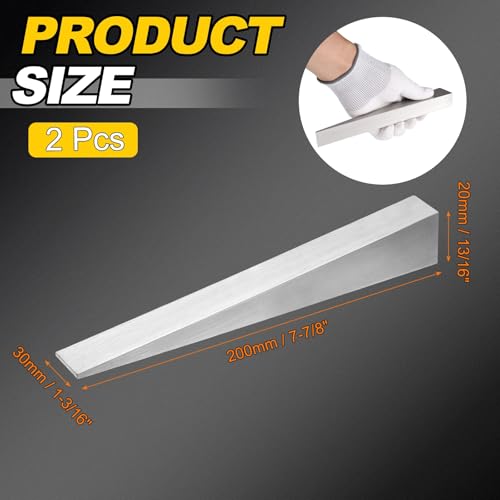 HARFINGTON 2Pcs Stainless Steel Flange Wedge, 1-3/16" x 13/16" x 7-7/8" Metal Right Angle Wedge Shim Spreading Flange Triangle Pipefitting Welding Underpinning Tool for Lathe Milling Machine 1-3/16" x 13/16" x 7-7/8" 2