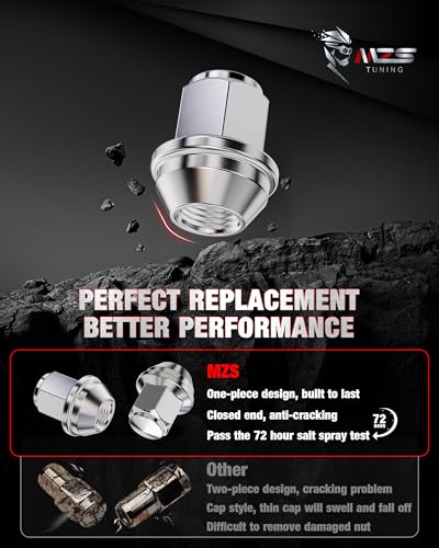 MZS M14x1.5 Lug Nuts for Edge Explorer Maverick Mustang MKZ MKX Chrome 20PC M14-1.5 Maverick Edge Explorer Mustang