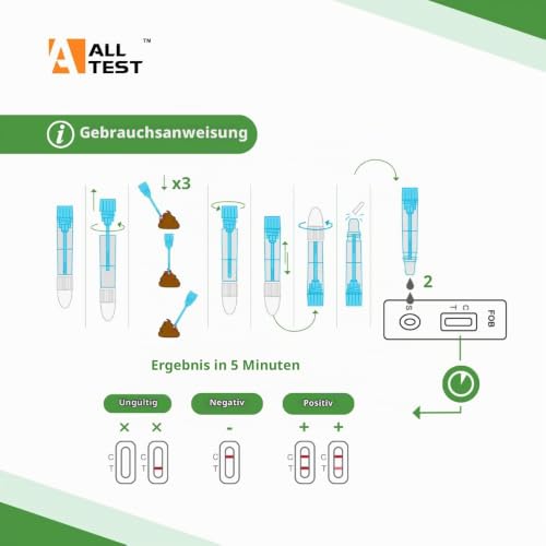 2 Tests for Occult Blood in the Stool Home Test Chair Examination Blood in Stool Self Test Kit for Colon Cancer Prevention FOB Test Quick Test
