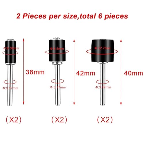 Sanding Sleeves Set with 216 Sanding Bands + 6 Sanding Rollers | Sanding Drum Attachments, 80/120 Grit, 3 Diameters (1/2", 3/8", 1/4") Drum Mandrels, for Dremel Rotary Tools