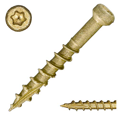 Tan XL1500 Trim Screws, 5lb, Approx. 1445 Pieces - #8 x 1-1/4" Durable Secure Serrated Thread Trim Screws, for Trim, Roofing, Construction, Repair #8 x 1-1/4"